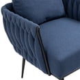 thumbnail image 7 of Velvet Accent Chair with Ottoman, Modern Upholstered Armchair, Tufted Single Chair with Metal Frame and Soft Paded, Leisure Sofa Chair Reading Chair for Living Room Bedroom Apartment, 7 of 7