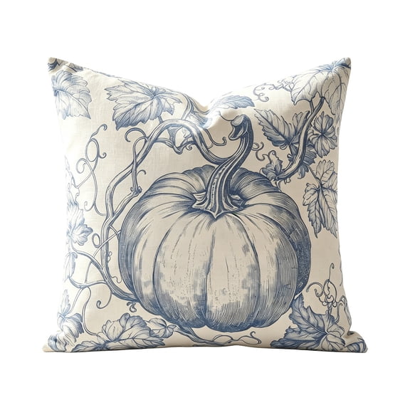 Btomtd Pumpkin Throw Pillow Cover 18 x 18 Inch, Fall Thanksgiving Couch Pillow Cases, Decorative Cushion Cover for Sofa Porch, Blue