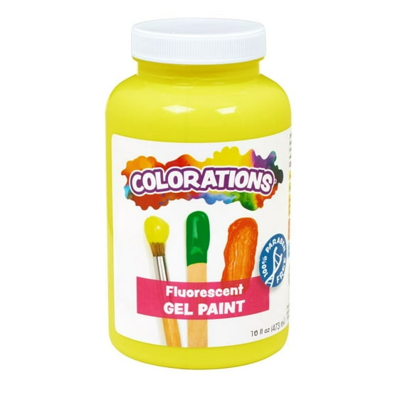 Colorations Fluorescent Gel Paint, Neon Yellow- 16 oz.