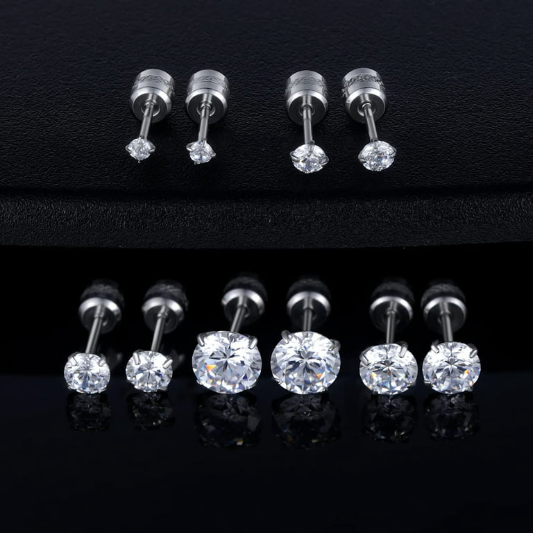 20g Titanium Post & Butterfly Back with Prong Set CZ Stud Earrings