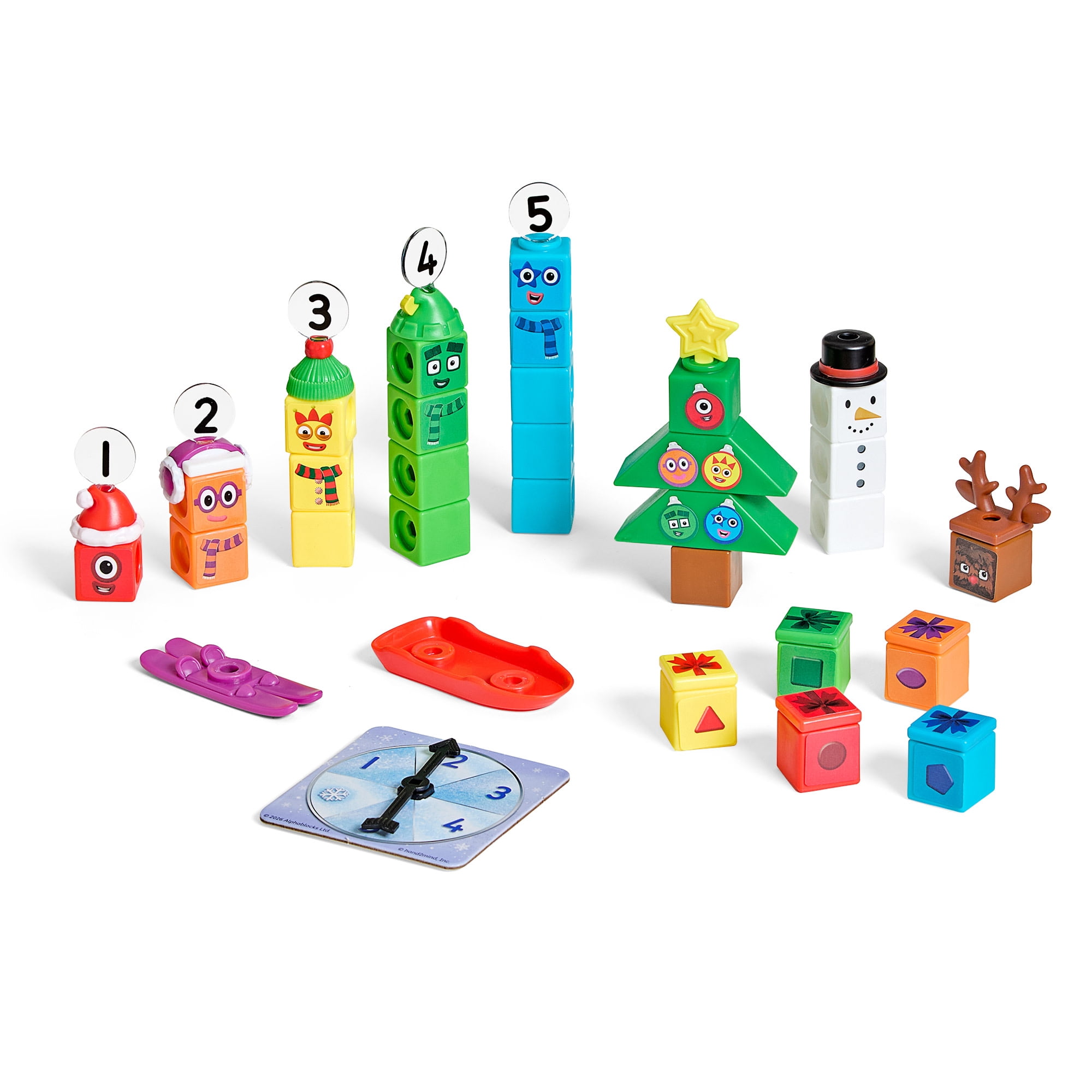 hand2mind Numberblocks MathLink Cubes Advent Calendar, 24 Days of Surprise Gifts and Themed Figures