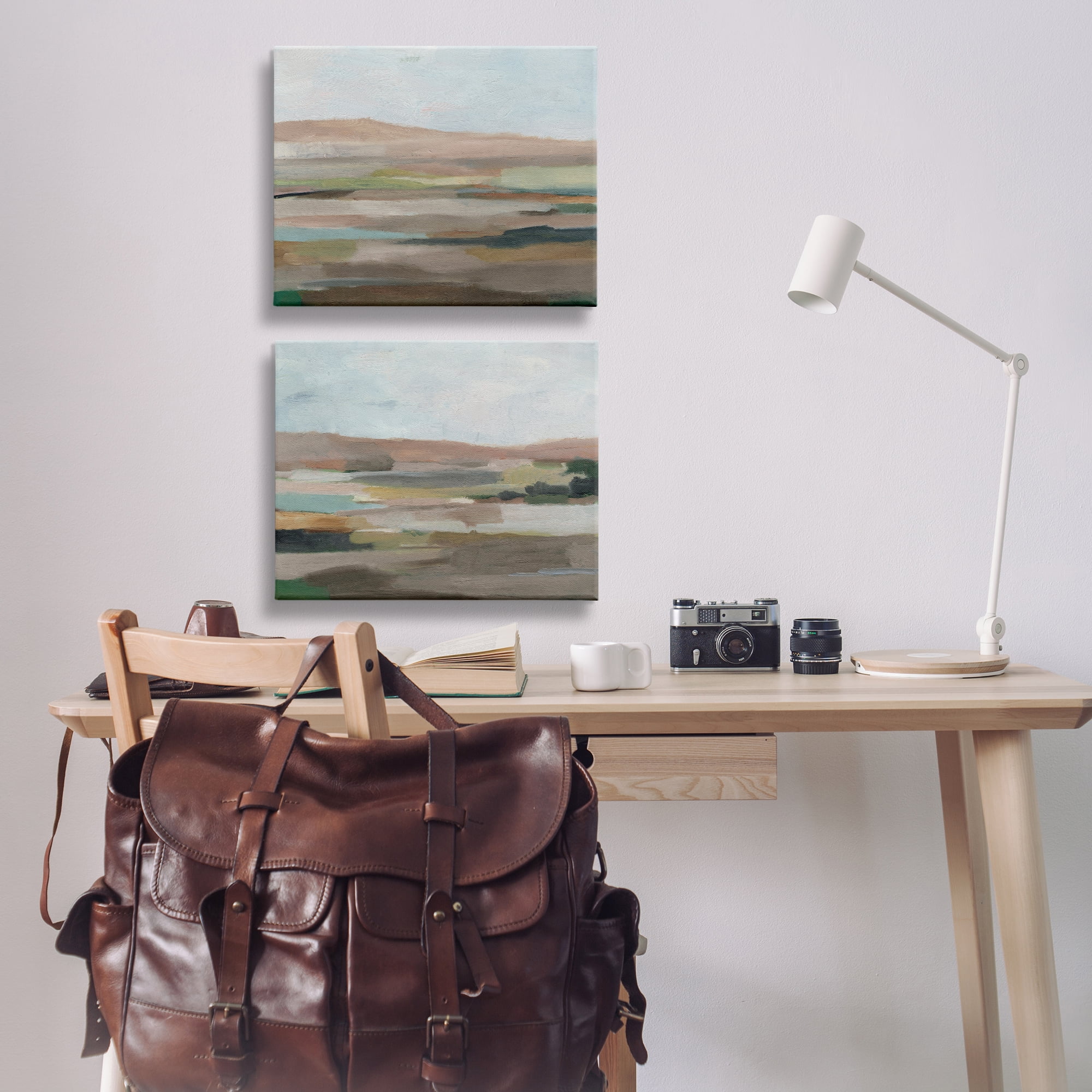 Stupell Industries Neutral Abstract Landscape Landscape & Nature Painting Wrapped Canvas Art Print Wall Art, 20 x 16, Set of 2