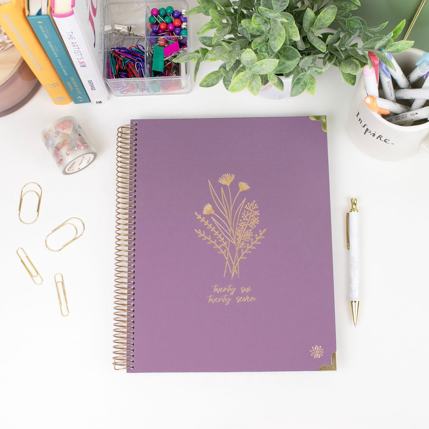 bloom daily planners 2026-2027 Academic Hard Cover Planner, 13-Month Monthly & Weekly, 8.5" x 11", Purple Linen