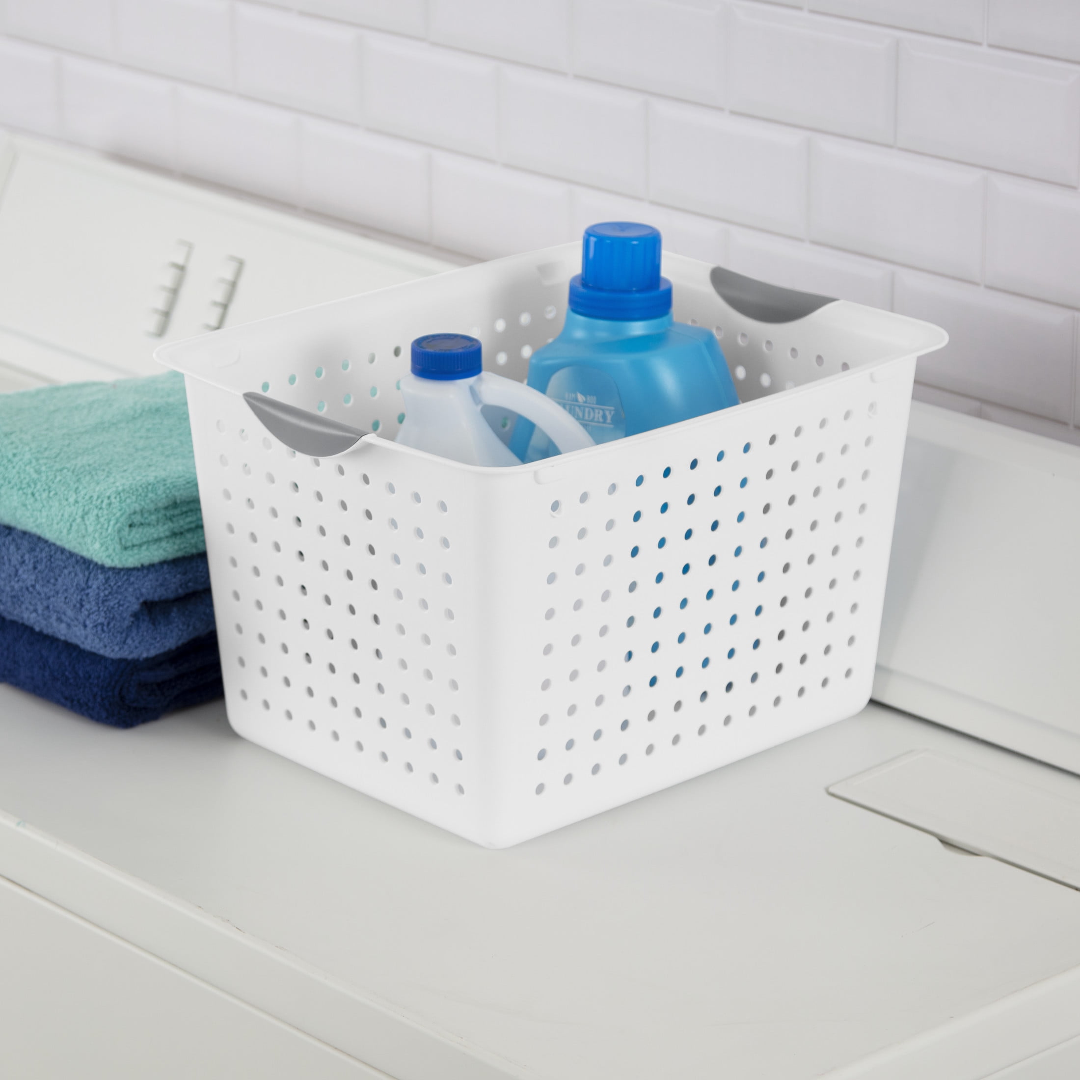 Sterilite Deep Ultra™ Basket, Open Plastic Storage Bin, Organization Solution, White