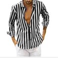 thumbnail image 1 of Nueva camisa estampada a rayas de color sólido de manga larga para hombre, blusa clásica de moda hawaiana para hombre, materiales cómodos y suaves, 1 of 6