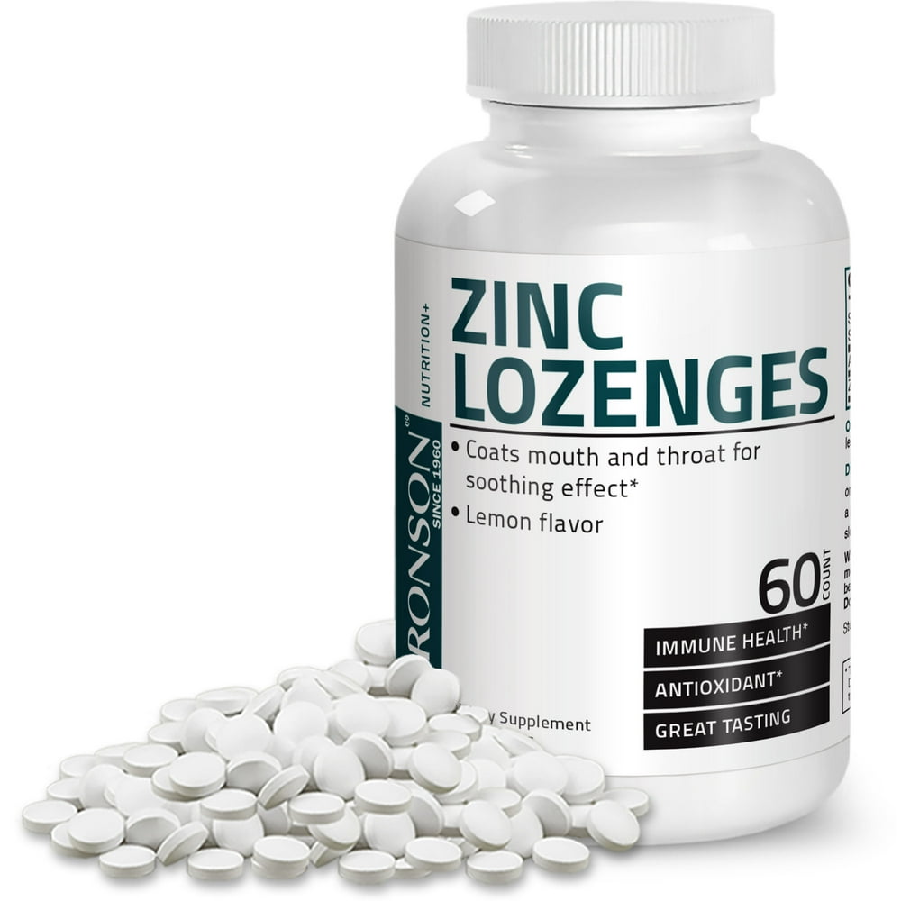 Bronson Zinc Lozenges Antioxidant & Immune Support Supplement Lemon