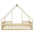 thumbnail image 7 of Full Size Floor Bed for Kids Toddlers, Wooden Montessori Bed Frame with Roof and Fence Guardrails, Playhouse Bed Tent Bed for Boys Girls Bedroom, Easy Assembly, Natural, 7 of 7