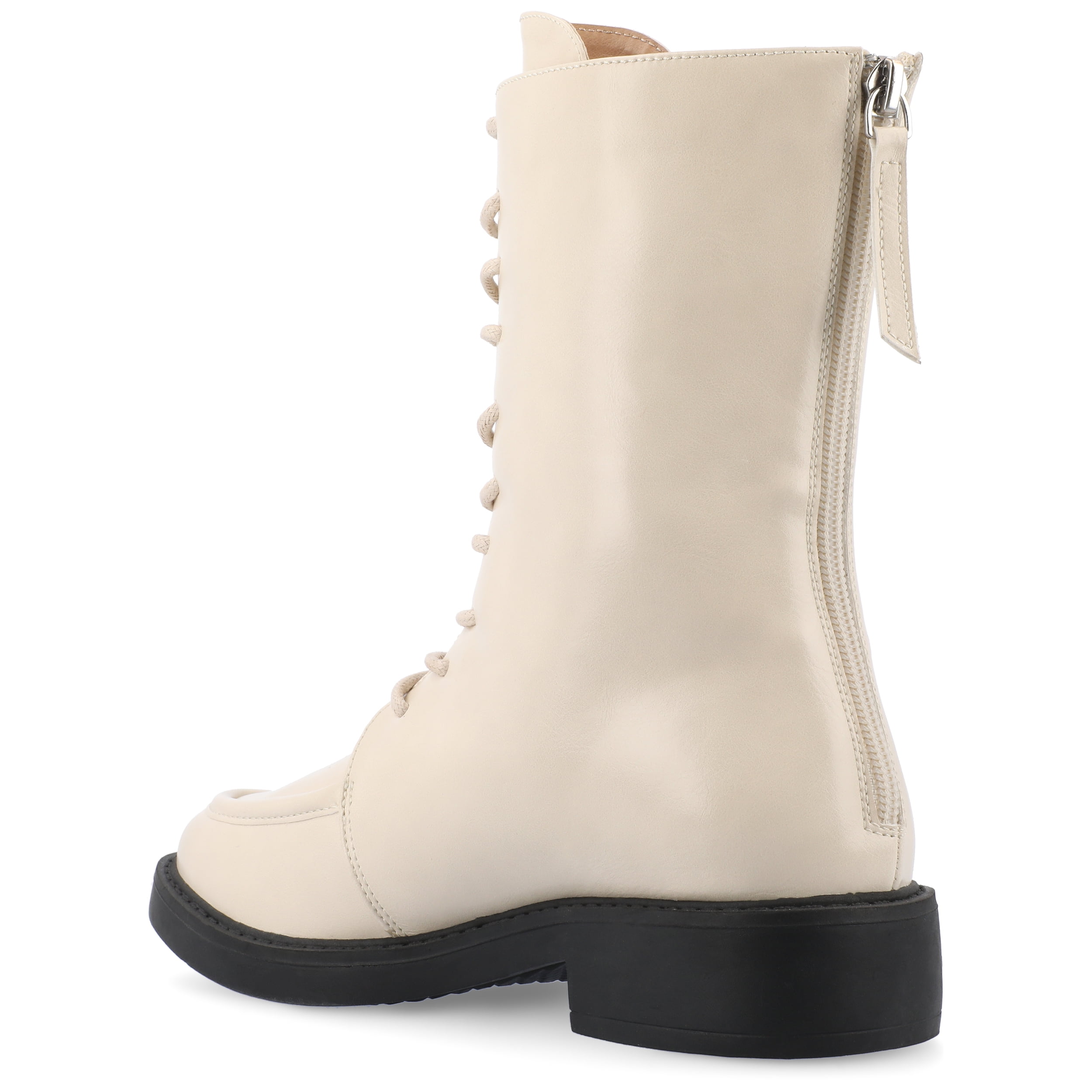 Journee Womens Nikks Lace Up and Zip Entry Almond Toe Booties