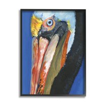 Stupell Industries Bold Blue Pelican Portrait Coastal Painting Black Framed Art Print Wall Art