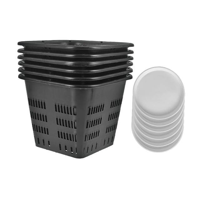 DOLITY 6x Pots d'Orchidée Transplantation Réutilisables Patio Légers Rempotage avec Trous 14cm Noir Carré
