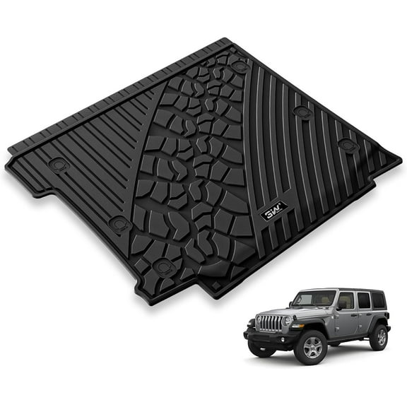 3W Cargo Liner Fit for Jeep Wrangler JL with SUBWOOFER 2018-2024 (Non JK or 4XE) TPE All Weather Custom Fit Trunk Liner for JL Unlimited 4-Door with SUBWOOFER Black