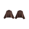 thumbnail image 2 of Women'S Faux Suede Jacket with Pocket Lapel Pilot Coat Casual Oversized Long Sleeves Trendy Streetwear Coffee S, 2 of 5