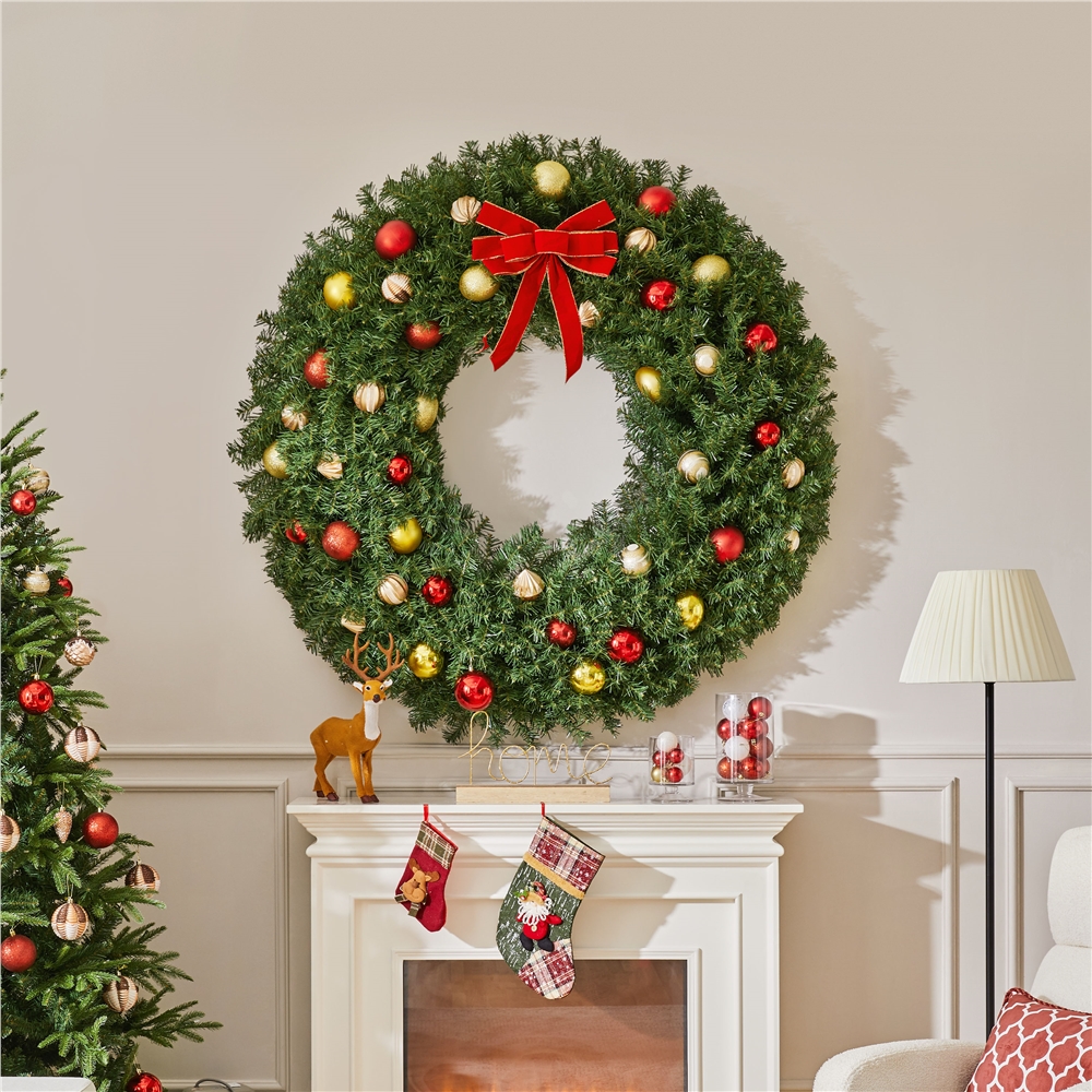 Alden Design 60in Artificial Christmas Wreath with 300 LED Lights, Green