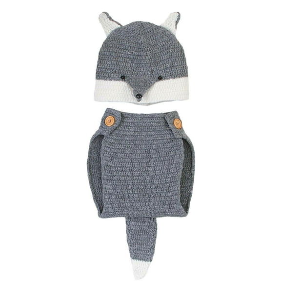 Utlike Boys Outfits Newborn Baby Photo Outfit Pants Hat Knitted Jumpsuit Romper Clothing For Infant Photography Size 18 Months-24 Months Grey