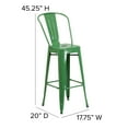 thumbnail image 6 of Flash Furniture Commercial Grade 30" High Green Metal Indoor-Outdoor Barstool with Removable Back, 6 of 12
