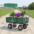 thumbnail image 3 of Outsunny Garden Wagon Cart with Removable Liner, Quick-Release Sides, Green, 3 of 10