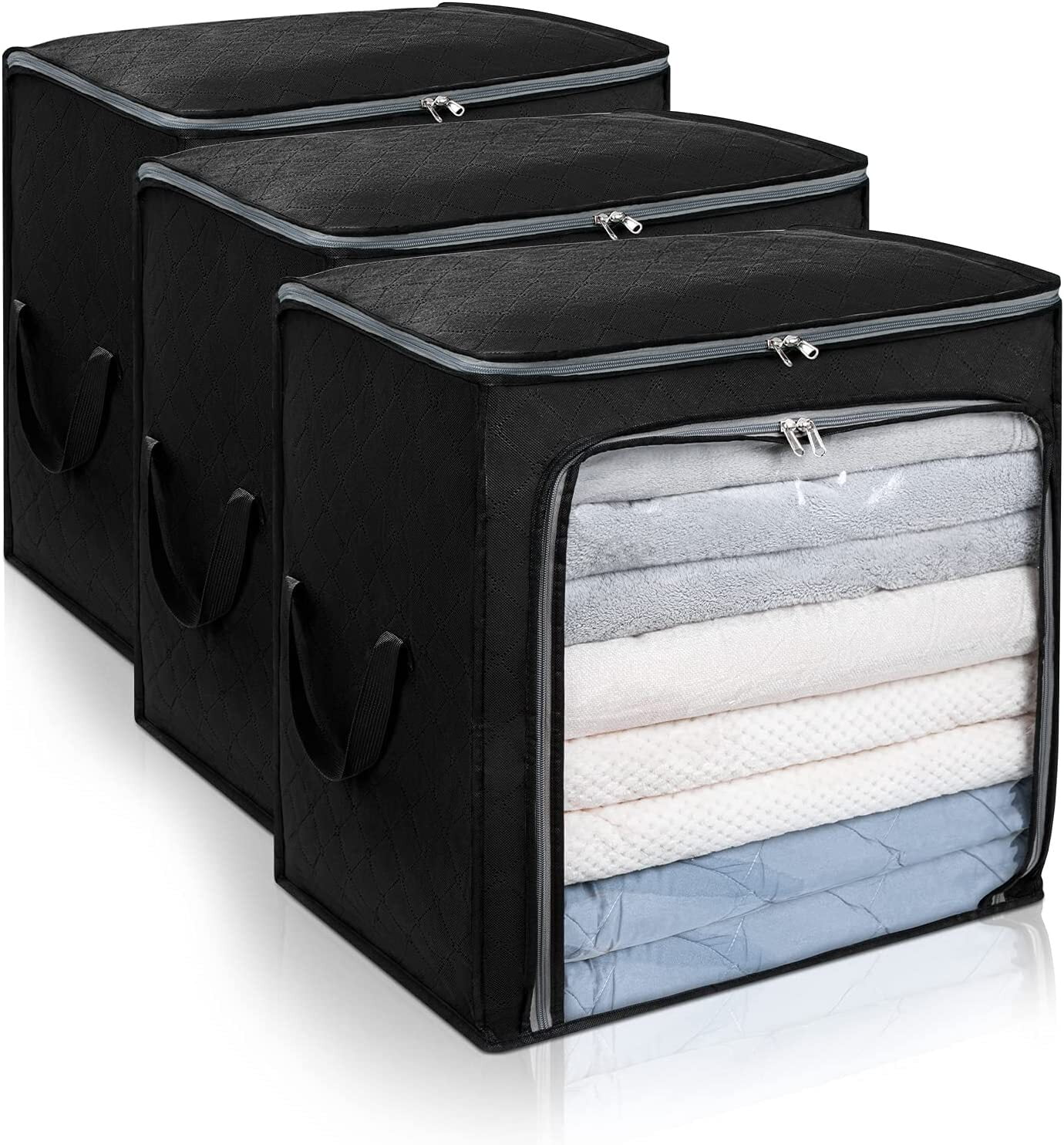 1pc Extra Large Capacity Storage Bag, Clothes Storage Box, Foldable  Wardrobe, Storage Box, Durable Handle, Thick Fabric, Suitable For Blankets,  Quilts, Bedding, 50 L (Black),Large Storage Bags, Closet Organizers And  Storage, Clothes