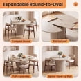 thumbnail image 6 of AFO 5 Pieces Extendable Dining Table Set for 4, 47″- 63″ Round to Oval Wood Kitchen Table with 4 Upholstered Chairs, Space-Saving Drop Leaf Kitchen Table for Small Spaces, White, 6 of 13