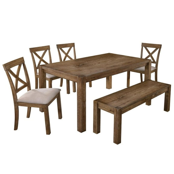 Janet 6-piece Driftwood Transitional Dining Set