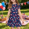 thumbnail image 2 of Grblisyd 4th of July Dresses for Girls USA Patriotic Short Sleeve Dress Star Striped Crew Neck A Line Dress Independence Day Outfit with Pockets 10-12y, 2 of 6