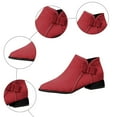 thumbnail image 6 of Women's Slip On Red Ankle Boots Western Pointed Toe Block Low Heel Chelsea Booties Suede Fall Dress Short Boots, 6 of 7