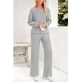 thumbnail image 5 of PRETTYGARDEN Women's 2 Piece Lounge Sets Ribbed Knit Long Sleeve V Neck Pullover Tops Wide Leg Pants Spring Fall Outfits, 5 of 9