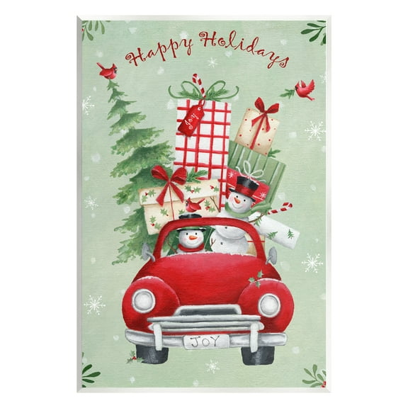 Stupell Industries Holiday Stacked Gift Car Holiday Painting Unframed Art Print Wall Art, 10 x 15