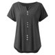 thumbnail image 3 of Gibobby Playera de Verano para Mujer Blusa informal manga corta con cuello en V y botones color liso para mujer(Gris oscuro,G), 3 of 5
