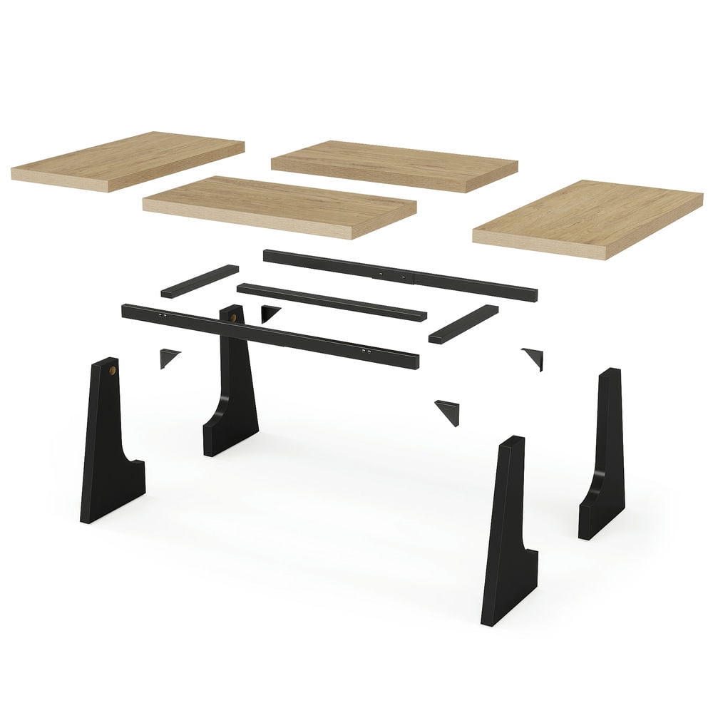 Spaco Wood Dining Table, 70" Rectangular Kitchen Table for 6-8 People, Dining Table for Indoor as Living Room, Kitchen, Gray