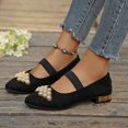 thumbnail image 5 of Willtoo Women's Vintage Mary Jane Flat Pumps Low Block Heel Slip On Shoes Elegant Rhinestone Pearl Decor Strap Casual Dress Shoes, 5 of 5