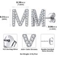 thumbnail image 4 of M Letter Stud Earrings Sterling Silver Initial Earrings Small Earrings White Gold Plated Silver Post Earrings for Women Hypoallergenic, 4 of 7