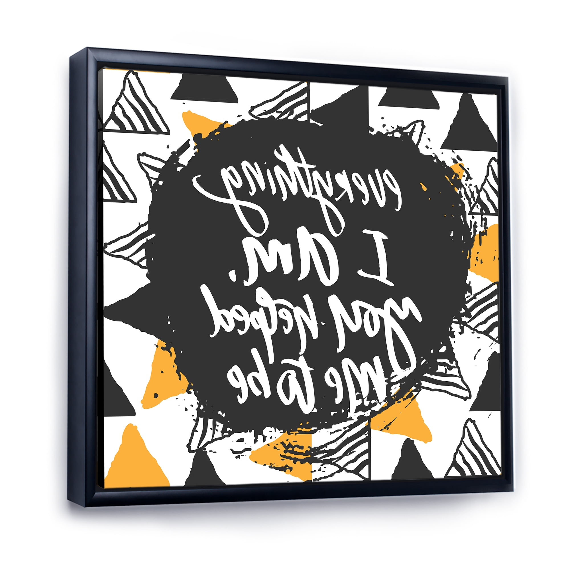 Designart 'Everything I Am You Helped Me To Be On Triangle Pattern' Mid-Century Modern Framed Canvas Wall Art Print