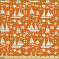 thumbnail image 2 of Ambesonne Marine Fabric by the Yard Upholstery, Sailboat Motifs Sea Animals, 3 Yards, Burnt Orange White, 2 of 5