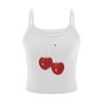 thumbnail image 2 of Yunliwuli Women's Summer Cami Tops Cute Bow/Cherry Print Tank Tops Sleeveless Spaghetti Strap Camisoles, 2 of 5