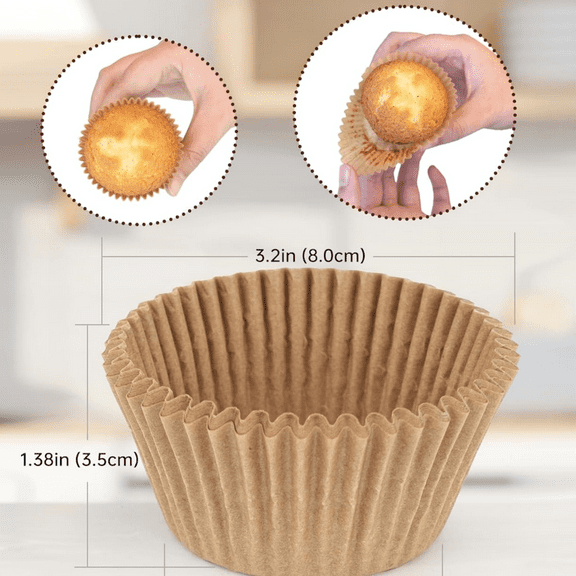 Non-stick 200pcs Standard Cupcake Liners for Baking, Natural,  Cupcake Wrapper, Greaseproof Parchment Muffin Liners