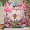 thumbnail image 3 of Hello Valentine’s Day Vizsla Flower Crown Romantic Pink Floral Quilt Blanket Vizslas Dog Lover Gifts Idea Cozy Comforter Throw Blanket - 00031, 3 of 5