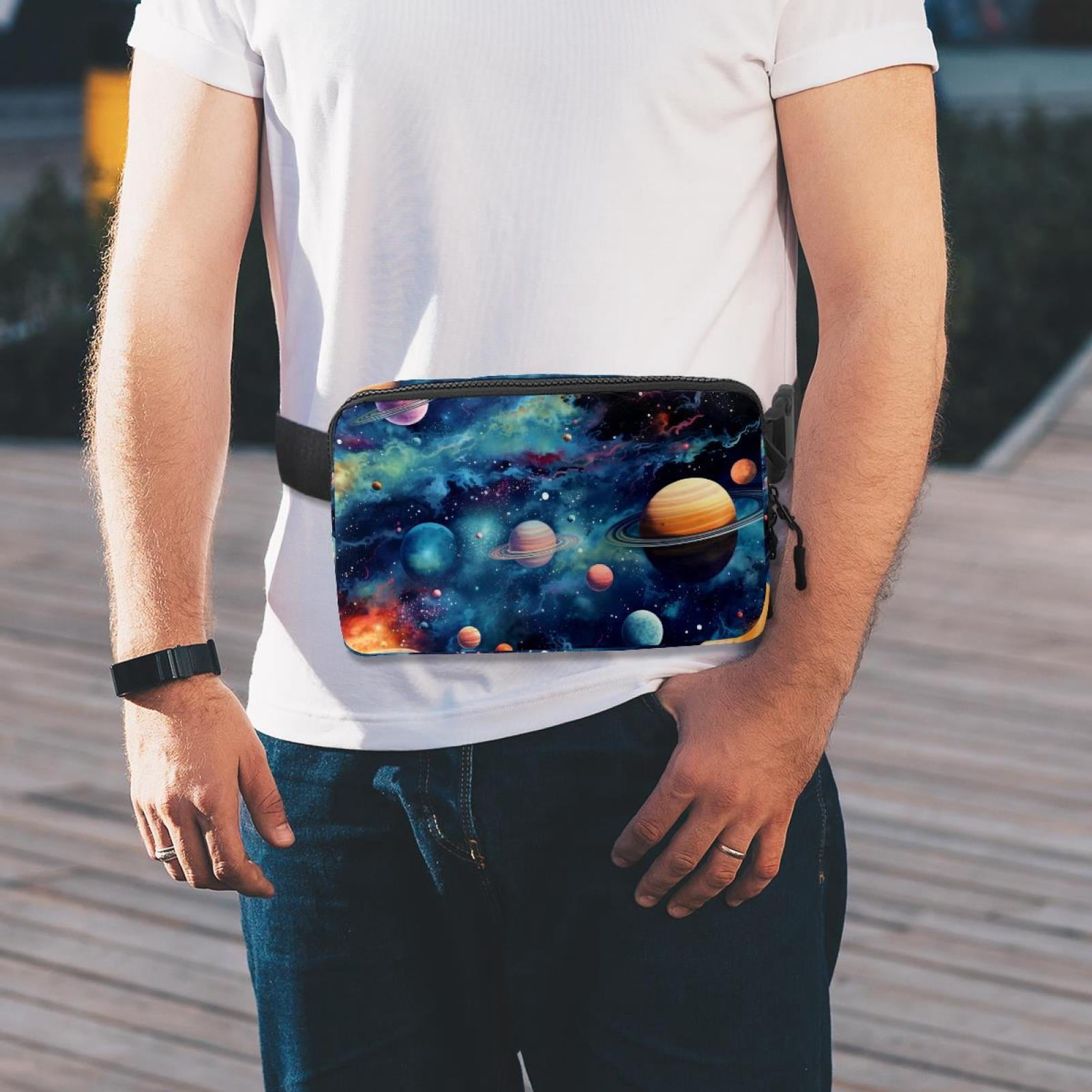Galactic Planet Running Belt Fanny Pack Belt Bag with Extension Strap Lightweight Adjustable Unisex