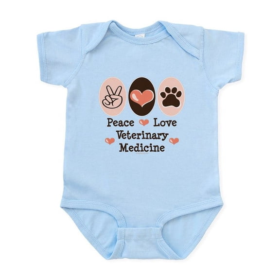 CafePress - Peace Love Veterinary Medicine Infant Bodysuit - Baby Light Bodysuit, Size Newborn - 24 Months