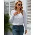 thumbnail image 3 of Yesfashion women's short cardigan V-neck long sleeve soft knit ribbed short top shawl sweater, 3 of 5