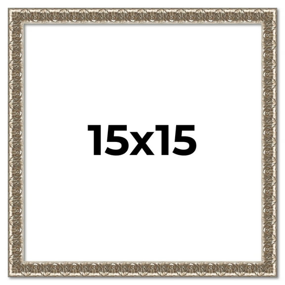 15x15 Frame Silver Versailles Ornate Solid Wood Picture Frame | 1 Inch Moulding Width | Interior