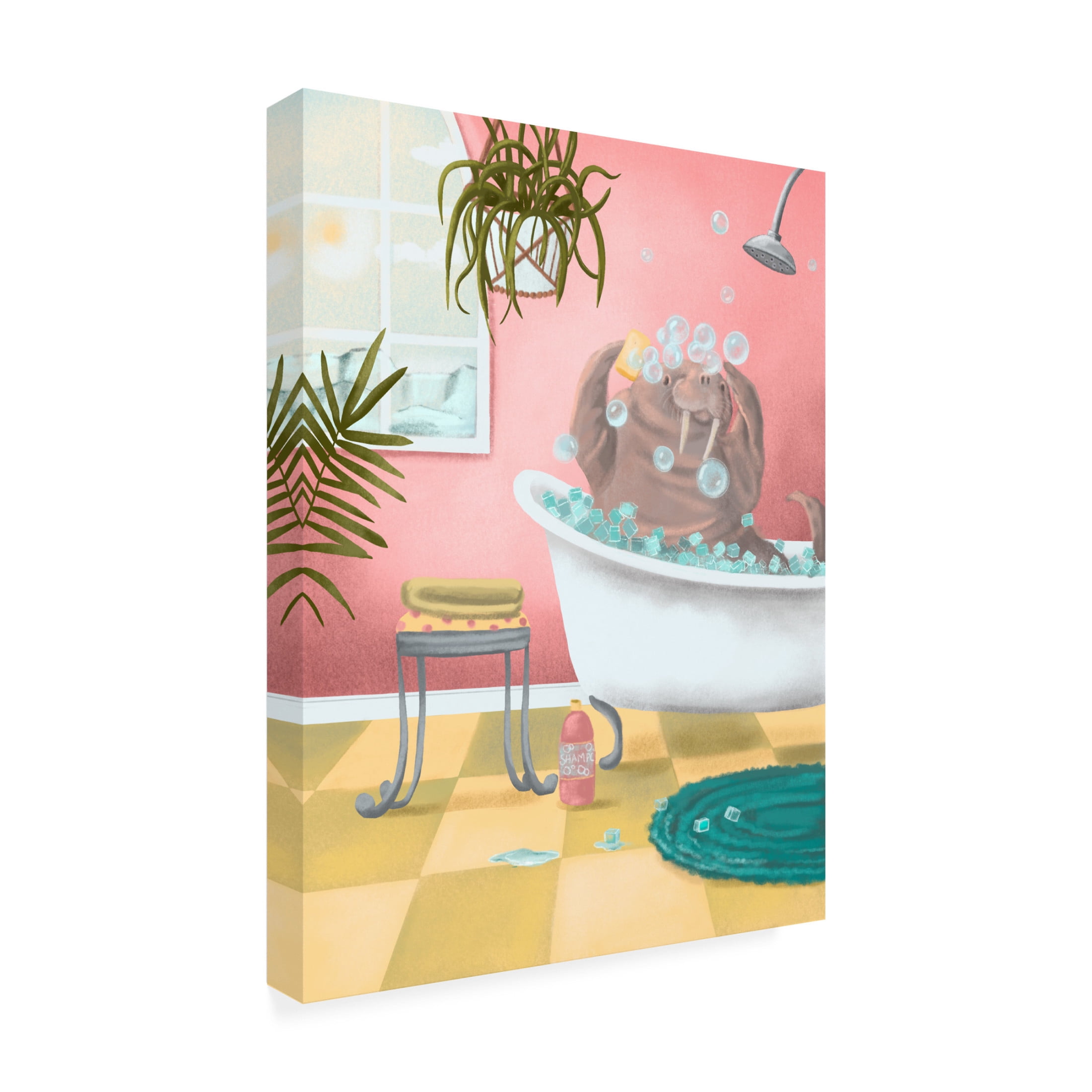 Canvas Wall Art - Christine Rotolo 'Arctic Animals in Tubs Walrus 4' Wall Art for Living Room, Bedroom, or Office Décor by Trademark Fine Art - 14 x 19 Inches