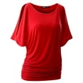 thumbnail image 2 of Doublju Womens Short Sleeve Dolman Drape Loose Fit Tunic Top(Plus Size Available), 2 of 5
