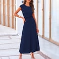 thumbnail image 4 of RFQWOVSR Women's Casual Knit Short Sleeve Crop Top High Waist Midi Skirt 2 Piece Set Elegant Summer Dress Outfit M, 4 of 5