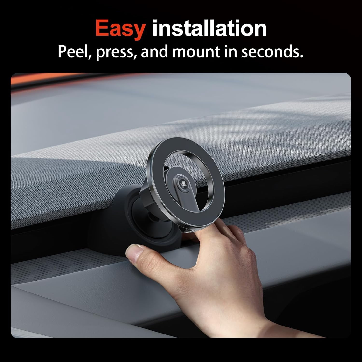 MJMJ Magnetic Phone Mount Compatible with 2025-2026 Model Y Juniper and 2024-2026 Tesla Model 3 Highland, Dashboard Ball Joint Base, Strong Magnetic Ring, 360° Rotation