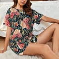 thumbnail image 6 of Bixox Women's Rose Flowers Printed Pajama Set 2 Piece Lounge Set Top and Shorts Soft Pajamas, Shorts with Pockets, 6 of 7