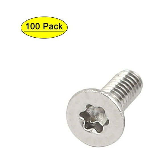 M2x6mm 304 Stainless Steel Flat Head Torx Drive Type Screw Silver Tone 100pcs