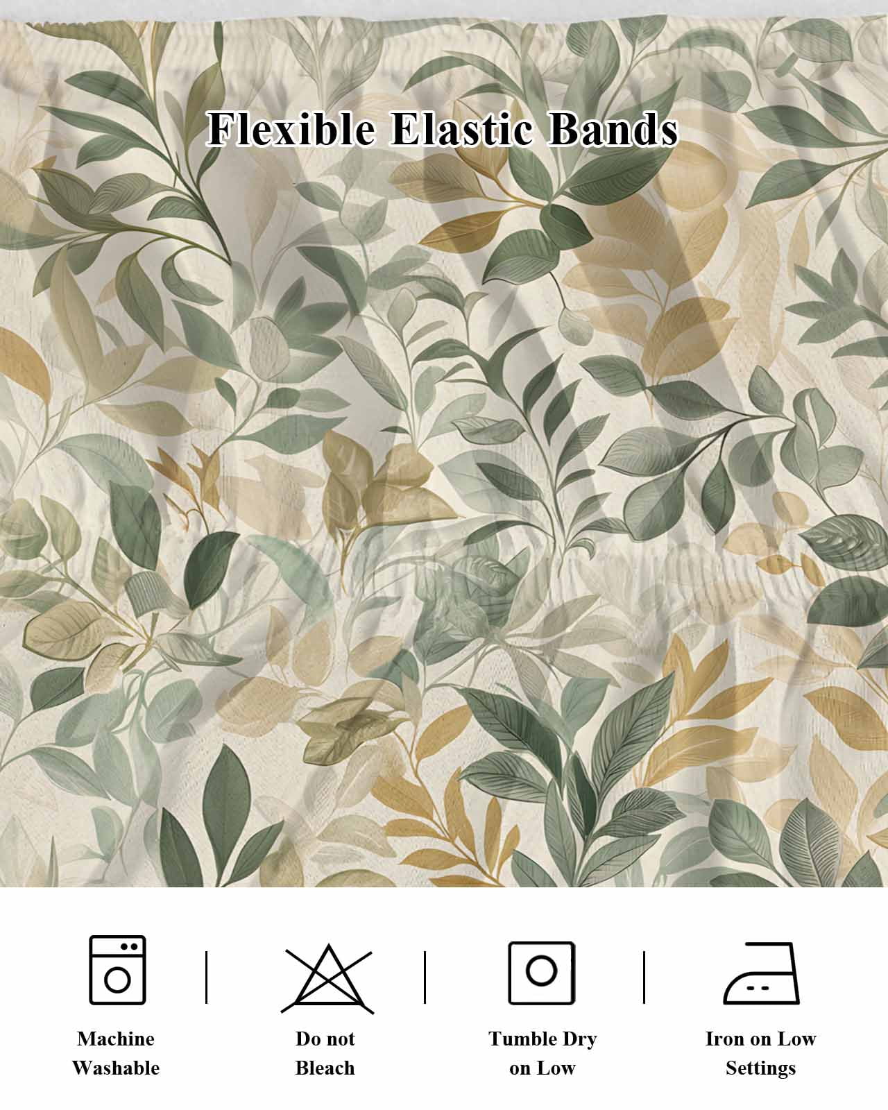 Sage Green Yellow Botanical Wrap Around Bed Skirts for Queen Bed 16" Drop,Bed Skirt with Adjustable Elastic Belt Dust Ruffle Bed Valance for Bedroom Hotel Luxury Spring Summer Vintage Bed Frame Cover