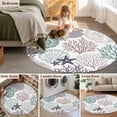 thumbnail image 5 of Round Rug 3.3Ft Washable Non-Slip, Coastal Coral Circle Area Rugs for Living Room Bedroom, Nautical Ocean Beach Conch Shells Starfish Indoor Floor Mats Carpet Runner for Home Decor Aesthetic, 5 of 8