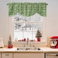 thumbnail image 2 of Christmas Tie Up Valances Curtain, Star Winter Snowflakes Green Plaid Rustic Adjustable Rod Pocket Short Window Treatment Tie Up Curtains Valances for Kitchen Living Room Bathroom 54x18 Inches, 2 of 9