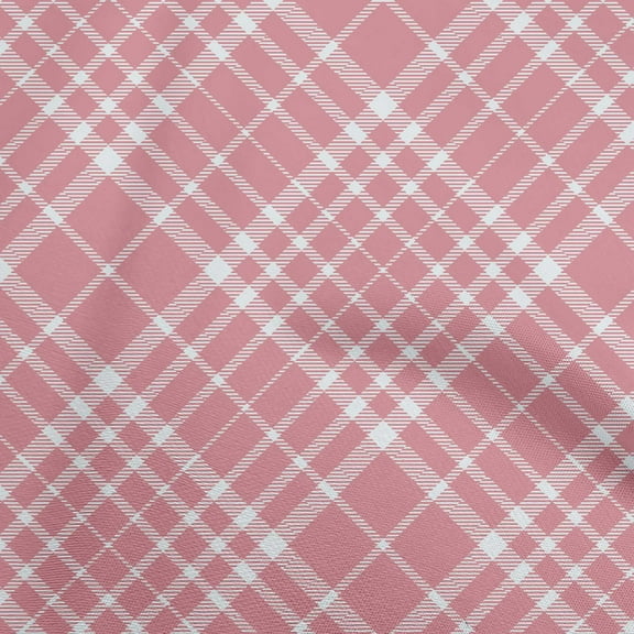 oneOone Velvet Light Pink Fabric Check Sewing Material Print Fabric By The Yard 58 Inch Wide